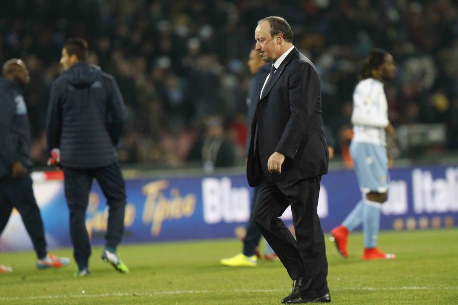 La delusione: il Napoli esce sconfitto dalla semifinale di Coppa Italia. Sul volto di Benitez tutto lo sconforto (LaPresse)